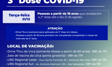 Pessoas que receberam a 2ª dose da vacina contra COVID-19 até dia 21 de agosto podem receber a 3ª dose nesta terça (21)
