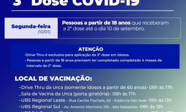 Aplicação da 3ª dose da vacina contra COVID-19 volta na segunda (10)