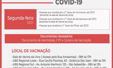 2ª Dose | Vacinação contra COVID-19 será retomada na segunda-feira (10)
