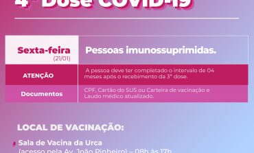 COVID-19 | Aplicação da 4ª dose aos imunossuprimidos segue nesta sexta