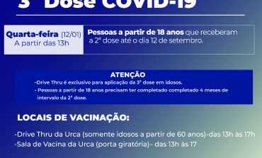Pessoas que receberam a 2ª dose até 12 de setembro estão aptas para receber a 3ª dose contra COVID-19 nesta quarta