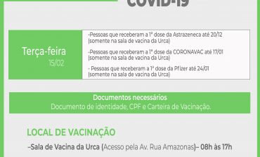 Aplicação da 2ª dose da vacina contra COVID-19 segue na Urca nesta terça