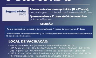 3ª DOSE | Reforço de vacinação segue na próxima segunda-feira em Poços
