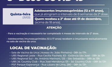 3ª Dose | Aplicação do imunizante contra COVID-19 segue amanhã