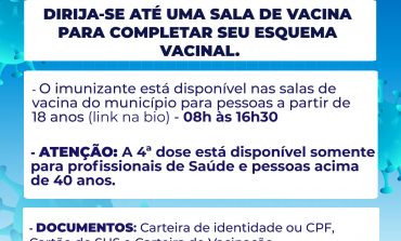 Aplicação do imunizante contra COVID-19 retorna na quarta-feira (16)