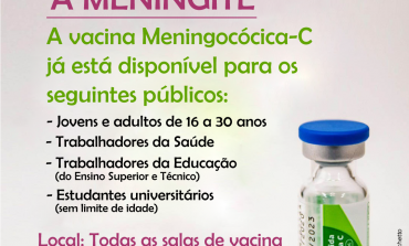 Vacinação contra Meningite estará disponível para pessoas de 16 a 30 anos a partir desta terça (22)