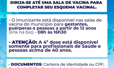 APLICAÇÃO DA VACINA CONTRA COVID-19 RETORNA NA SEGUNDA-FEIRA (06)